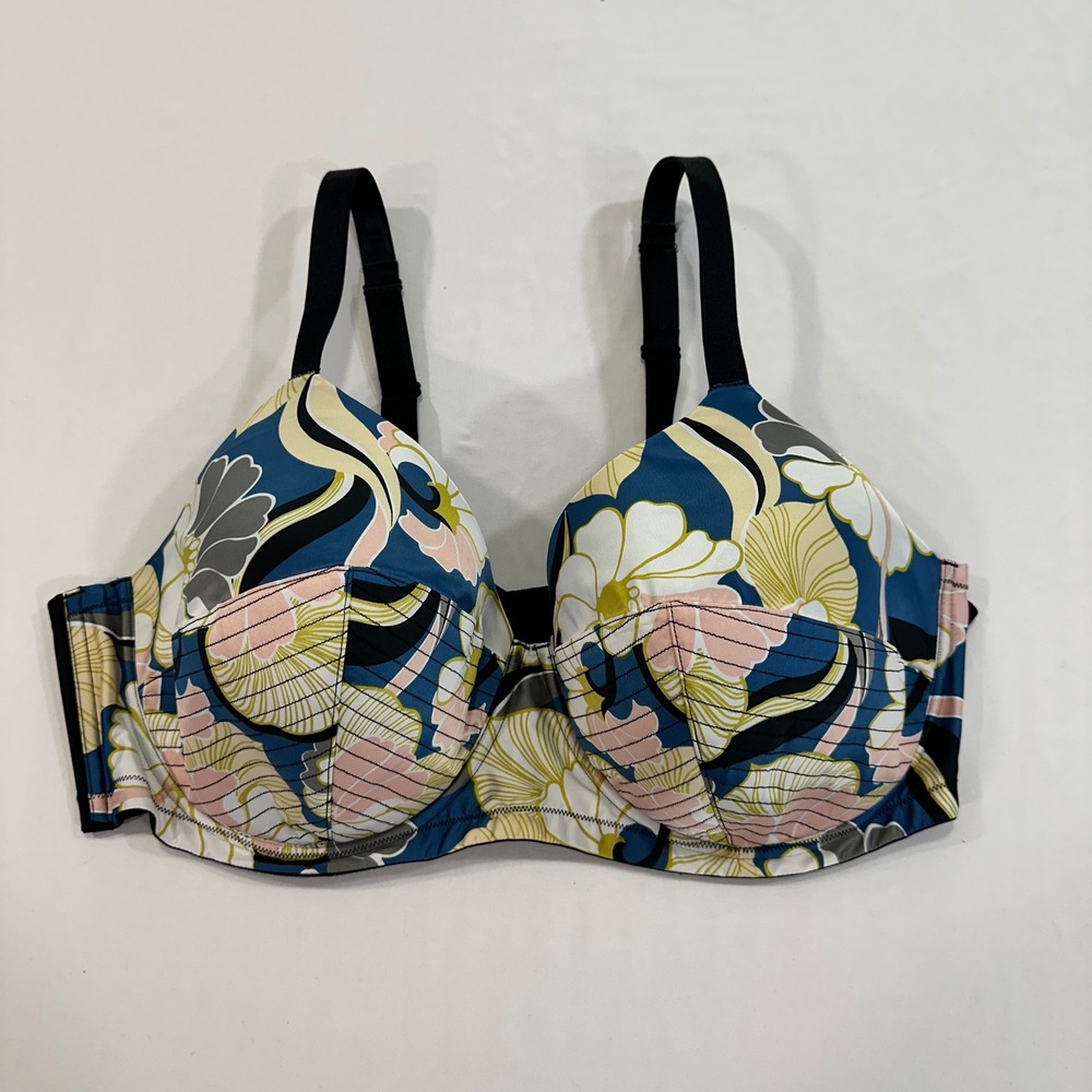Savage X‎ Fenty Floral Underwire Bra Women 46DD Multi-Color Mesh Wing